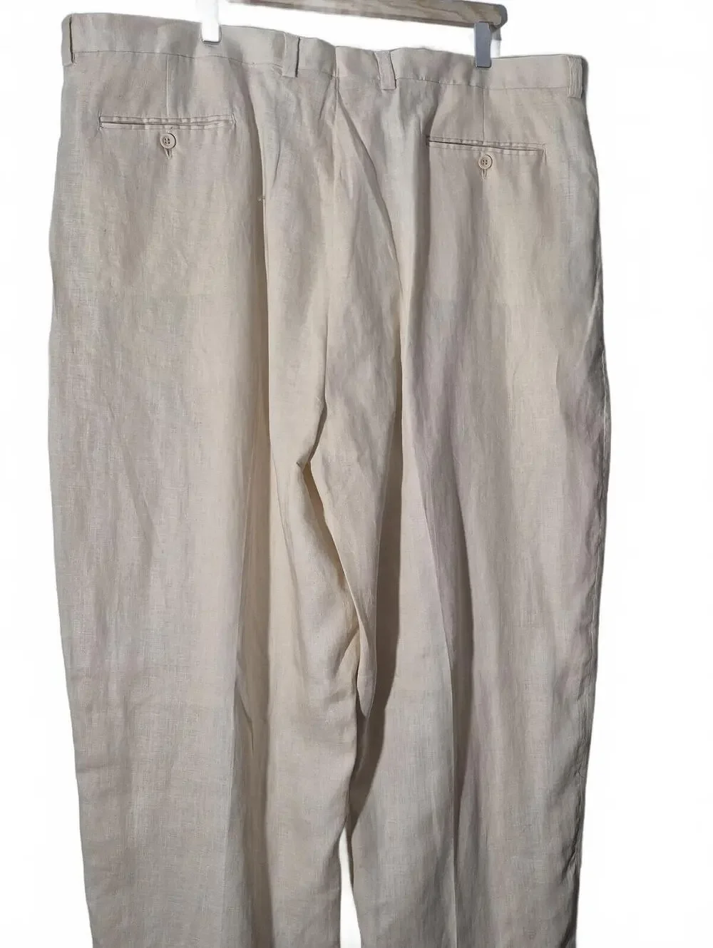 Inserch Lot Of 2 Mens Pants Beige 100% Linen Pleated Front Dress Pants Straight